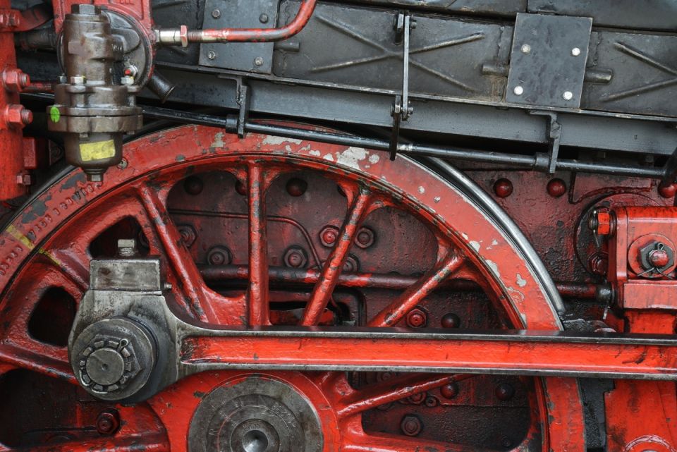 Steam locomotive wheel photo